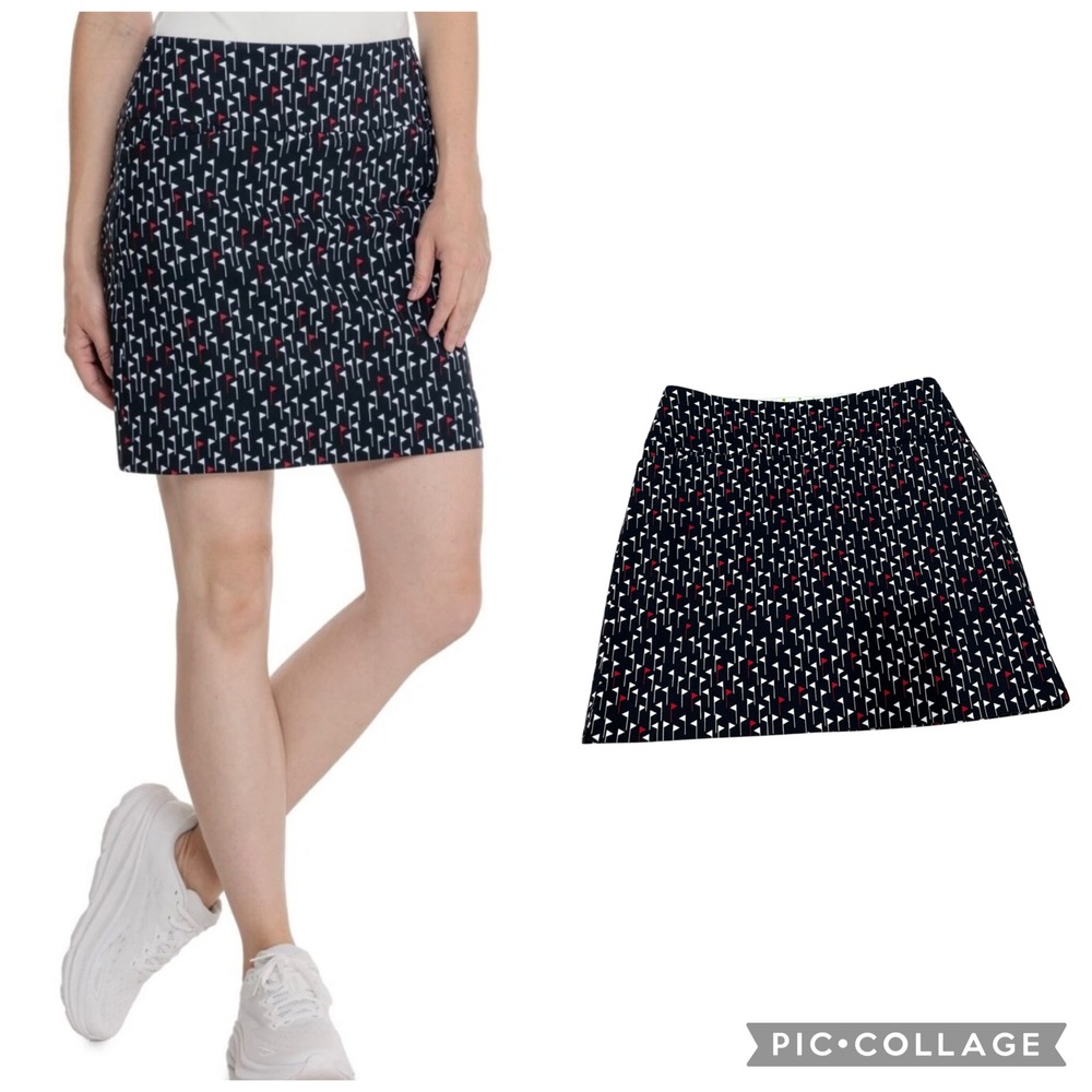 Swing Control Golf Skort 10 Navy Red White Flag Print Pickleball Tennis Skirt